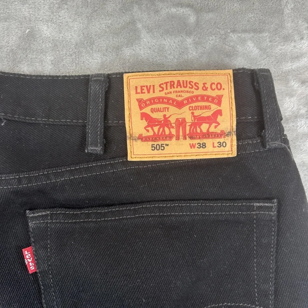 Levi's 505 Jeans Mens 38x30 Black Dark Wash Regular Straight Denim Pants
